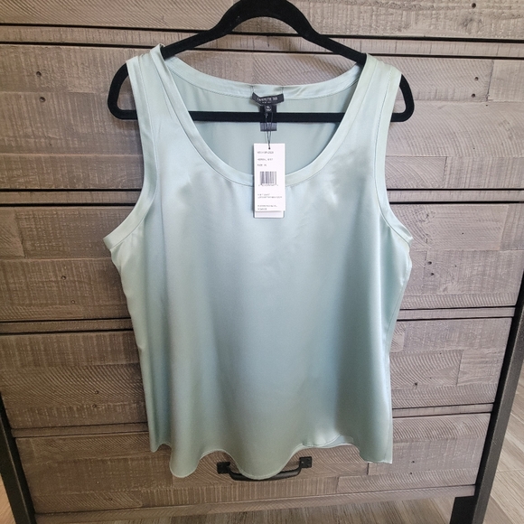 Lafayette 148 Light Blue Satin Silk Top Size XL.Brand New With Tag. - Picture 2 of 11